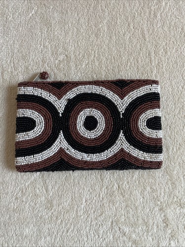 Beaded clutch bag with graphic - beaded,