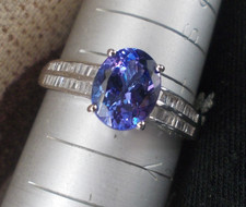 9ct White Gold  Genuine AAA Tanzanite & 40 Diamond Ring Size U Hallmarked