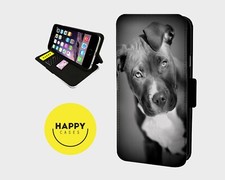 CUTE STAFF DOG WAITING - Faux Leather Flip Phone Case Cover - iPhone/Samsung