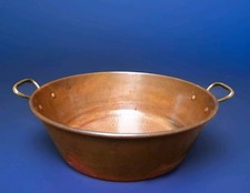 VINTAGE COPPER BRASS HANDLE BOWL PAN PLANTER HAMMERED