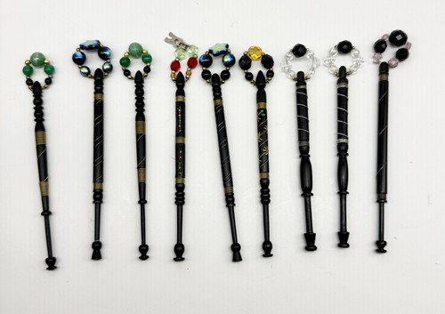 Dark wood lace bobbins - 10,