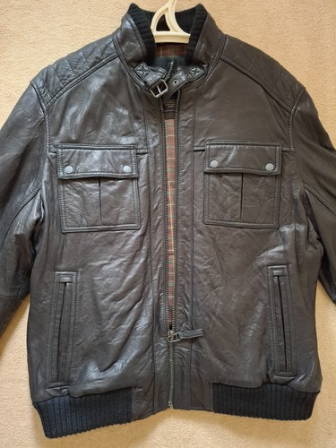 Mans brown leather bomber