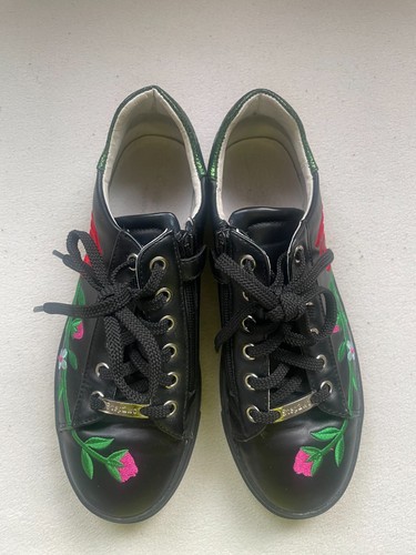 Black ornamented leather girls - black,