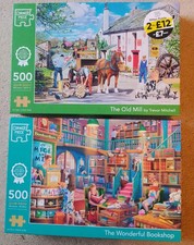Corner Piece 2 x 500 Jigsaw Puzzles The Old Mill and The Wonderful Bookshop