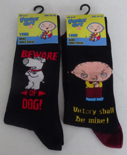 BNWT BLACK FAMILY GUY SOCKS SIZE 6-11 - 2 PAIRS