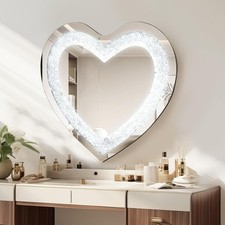 90x60cm 50x70cm 50x50cm Diamond Crushed Crystal Wall Mirror Heart Rectangle LOVE