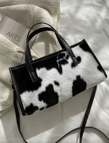 Black white fur - white, bag