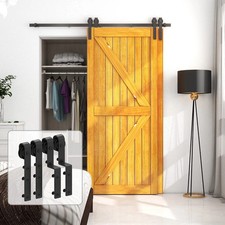 LTIYITL 6.6FT/200CM Bypass Sliding Barn Door Hardware Kit for Double Wooden Door