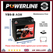 Yb9 agm powerline motorcycle - yb9-b,