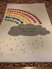 VTG Baby Toddler, Crib Quilted Throw￼ Rainbow, Cloud .& Colourful Rain