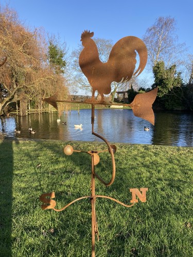 Metal garden rusty cockerel - garden,