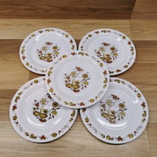 5 x Retro 1970s  Arcopal France Brown Onion 19cm Salad / Dessert Plates