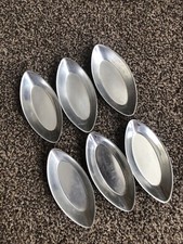 Vintage Nutbrown Set Of 6 Small Individual Canapé Moulds Aluminium Boat Shape