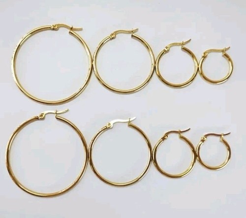 Pairs gold hoop earrings - x4,