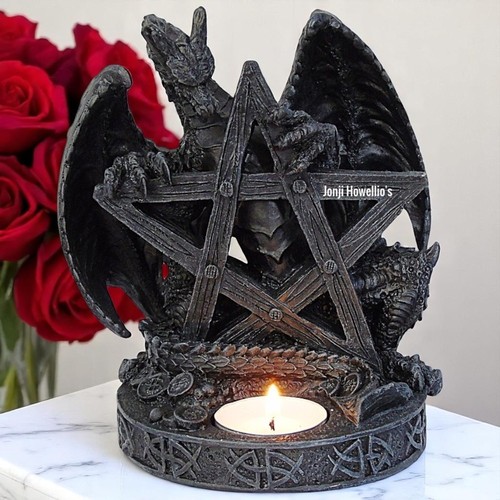 Dragon pentagram candle holder - dragon,