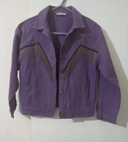 Dark purple denim jacket - purple,