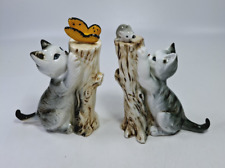 Cats Scratching Posts Vintage Bone China Figurine Butterfly Mouse Ornaments