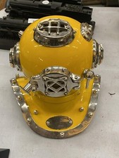Fabulous Vintage US Navy Mark V Yellow & Brass Replica Diving Helmet