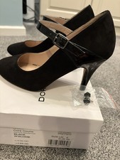 Women's High Heel Shoes Faux Suede & Patent Black Size 5E Wide Fit Excellent