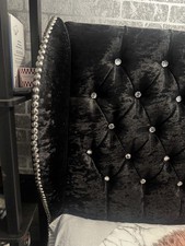 Black Crushed Velvet Double Bed Frame