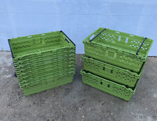 5 x Lime Green Bail Arm Crates - Stacking Boxes Storage Trays 60 x 40 x 20cm