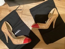 Chanel red cap court shoes