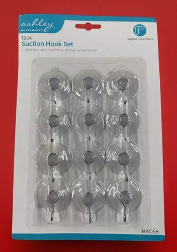 12pc clear suction hooks - clear,