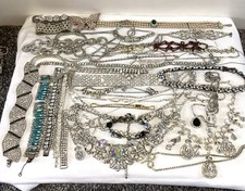Huge Job Lot Vintage Broken Diamanté Jewellery,necklaces, Bracelets Etc