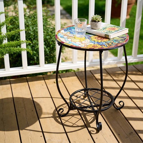 Round mosaic patio - round, bistro