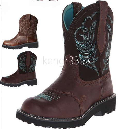 Embroidery cowboy boots mid - embroidery,