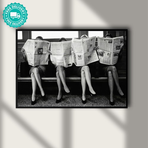 Ladies reading newspaper - reading, old
