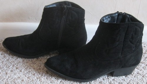 Ladies black faux suede ankle - suede,