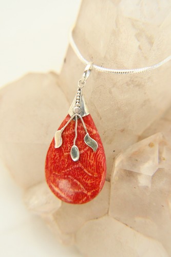 Small red coral teardrop - coral,
