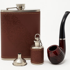 Luxury Hip Flask & Pipe Gift