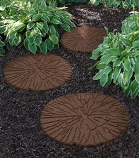 Garden Stepping Stones Cracked Log Easy Lay Eco Friendly Recycled Rubber - Brown