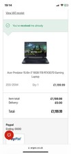 Acer Predator 15.6in i7 16GB