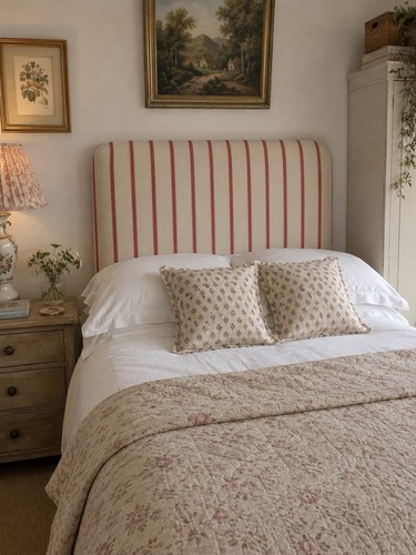 Upholstered pink stripe single - pink,