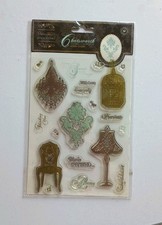 DoCrafts Papermania Stamps Chatsworth Vintage Chair Chandelier Lamp *Incomplete 