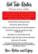 Hot Tub Jacuzzi Rules Health & Safety Spa Poster Sticker Rigid Foamex Board