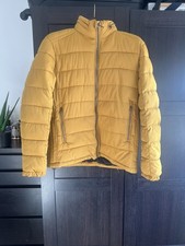 Men’s Zara Puffer Jacket Large | Mustard/Yellow Coat | Hooded Jacket