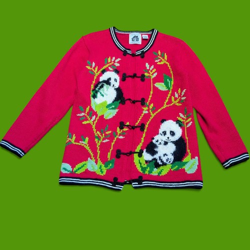 Vtg 90s kitschy panda - vtg, cardigan