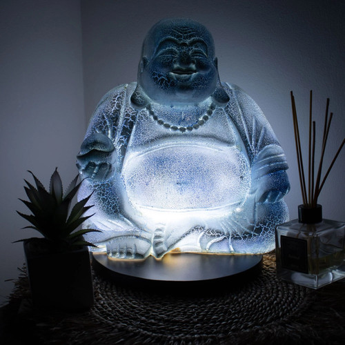 Laughing buddha lamp sky blue - laughing,