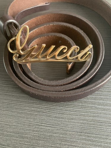 Gucci belt brown leather - leather, gold