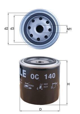 Mahle 140 oil filter fits - oc,