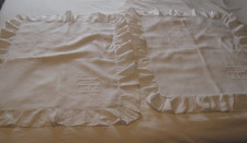 Pair of antique white cotton embroidered pillowcases, monogrammed