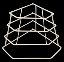 Vintage White Plastic Coated Wire Plate Rack Corner Stand Storage 3 Tier Retro!!