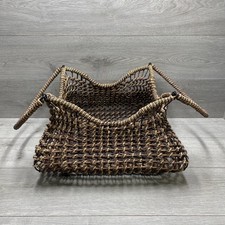 Willow Wicker Seagrass Log Storage Basket Metal Framed & Handles 18"x18"x11"