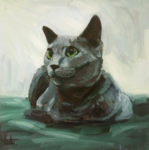 Original oil painting gray - oil,