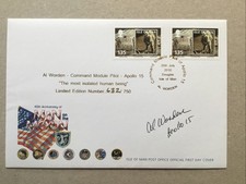 2010 40th Anniv 1st Man On The Moon Isle Of Man FDC SIGNED AL WORDEN ASTRONAUT.