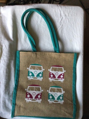Camper van jute bag aqua - van,